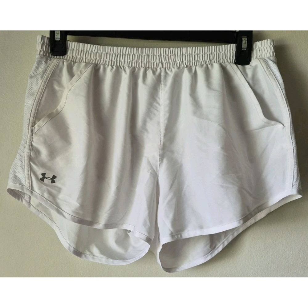 Under Armour Women's Fly By Shorts Running Athletic White Loose Size Large